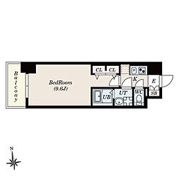 S-RESIDENCE岡崎公園aureate 9階1Kの間取り
