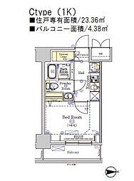 名古屋市営東山線 亀島駅 徒歩9分の賃貸マンション 10階1Kの間取り