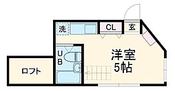 プランドールZAIZEN 1階ワンルームの間取り