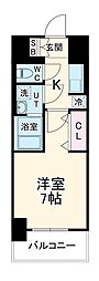 S-RESIDENCE尾頭橋clarity 2階1Kの間取り