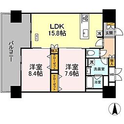 ＴＨＥ　ＲｅｊｕｖｅＰｏｒｔ　ＫＩＳＡＲＡＺＵ 10階2LDKの間取り