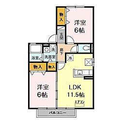 ベルコート　Ｂ 1階2LDKの間取り