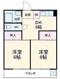 レジデンス大野木 2DKの間取図画像