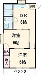 第2サンハウス 1階2DKの間取り