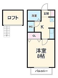 柴田ハイツＢ 2階1Kの間取り