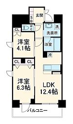 名古屋市営東山線 亀島駅 徒歩8分の賃貸マンション 8階2LDKの間取り