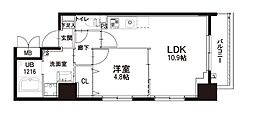千葉中央・大庄マンション 7階1LDKの間取り