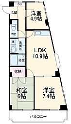 JR横浜線 橋本駅 バス12分 内出下車 徒歩1分の賃貸マンション 3階3LDKの間取り