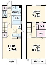 カーサアリエッタ 1階2LDKの間取り