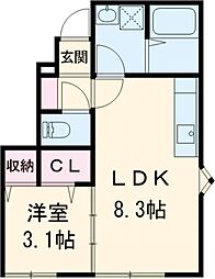 イスウィド 1階1LDKの間取り
