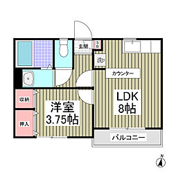 チェリーボブ 2階1LDKの間取り