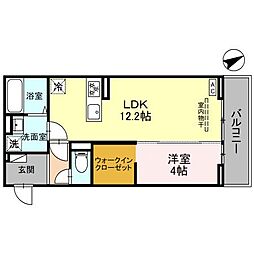 フェリーチェTAKASAKI　II 2階1LDKの間取り