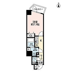 プレール・ドゥーク西新井II 6階1Kの間取り