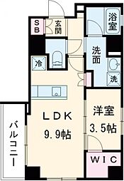 ミリアレジデンス長原 4階1LDKの間取り