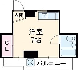 小田急小田原線 千歳船橋駅 徒歩5分の賃貸マンション 4階ワンルームの間取り