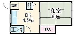 正風荘 1階1DKの間取り