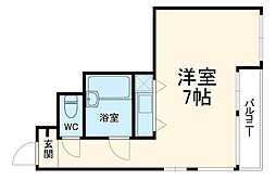 クリーンリビング四条大宮 6階ワンルームの間取り