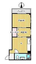富士見カーネル 5階2Kの間取り