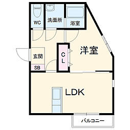 ｔｈｅ　ｇｌｕｅ 3階1LDKの間取り