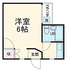 紅彩ハウス 3階ワンルームの間取り