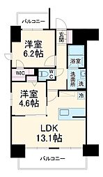 S-RESIDENCE亀島駅前blaze 2階2LDKの間取り