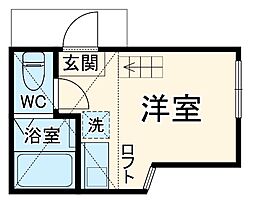 ユナイトファーストブランチ金沢 1階ワンルームの間取り