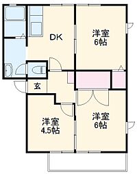 JR両毛線 伊勢崎駅 徒歩15分の賃貸アパート 2階3DKの間取り