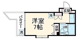 名古屋市営名城線 名古屋大学駅 徒歩11分の賃貸マンション 2階ワンルームの間取り