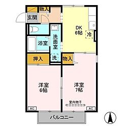 メゾン・ド・カメリア 1階2DKの間取り