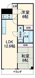 アルカディア鶴里 1階2LDKの間取り