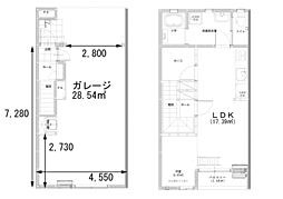 SOUTH-GARAGE 1階1LDKの間取り