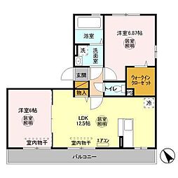 チェルニー 2階2LDKの間取り