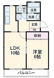 豊橋鉄道渥美線 愛知大学前駅 徒歩29分の賃貸マンション 3階1LDKの間取り