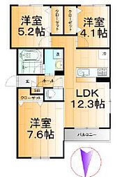 トレ・アルコバレーノ中央 1階3LDKの間取り