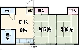 河合ビル 2DKの間取図画像