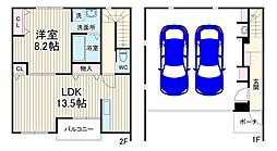 京王相模原線 京王よみうりランド駅 徒歩8分の賃貸アパート 1階1LDKの間取り
