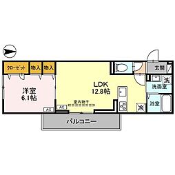湘南新宿ライン高海 新前橋駅 徒歩27分の賃貸アパート 1階1LDKの間取り