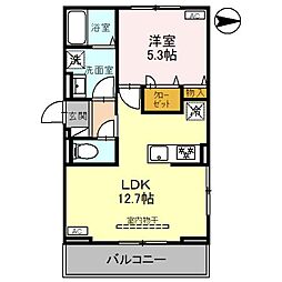 湘南新宿ライン高海 新前橋駅 徒歩27分の賃貸アパート 3階1LDKの間取り