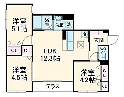 セレスティア西瑞江 2階3LDKの間取り
