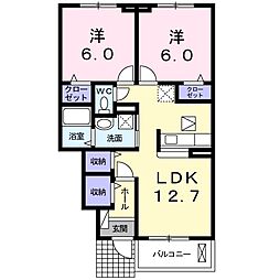 コンフォート 2LDKの間取図画像