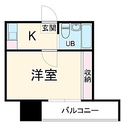 マリオン相模原ビル 5階1Kの間取り