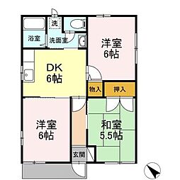 ソレアード　Ｂ 1階3DKの間取り
