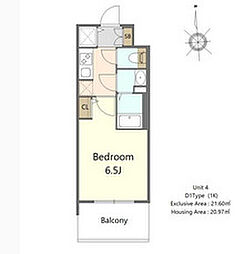 S-RESIDENCE高井田beleta 9階1Kの間取り