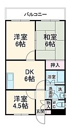 伊沢コーポ 2階3DKの間取り
