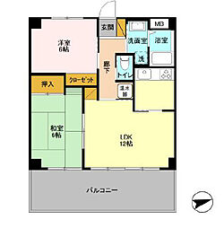 カーサフィオーレ 3階2LDKの間取り