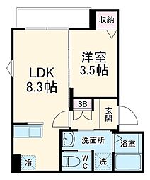 ｒｏｂｏｔ　ｈｏｍｅ　三郷II 2階1LDKの間取り