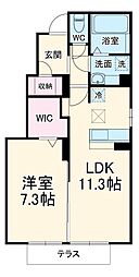 レ・セーナ B 1階1LDKの間取り