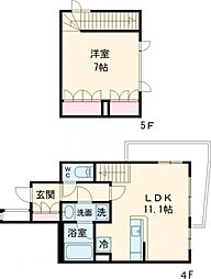 パークフロント 4階1LDKの間取り