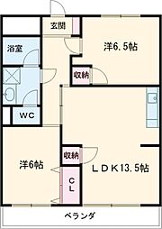 寺澤ハイツ 5階2LDKの間取り
