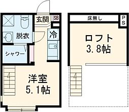 ハーモニーテラス関町II 1階ワンルームの間取り